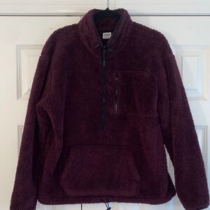 VS Pink Cozy Burgundy Fleece Pullover size M